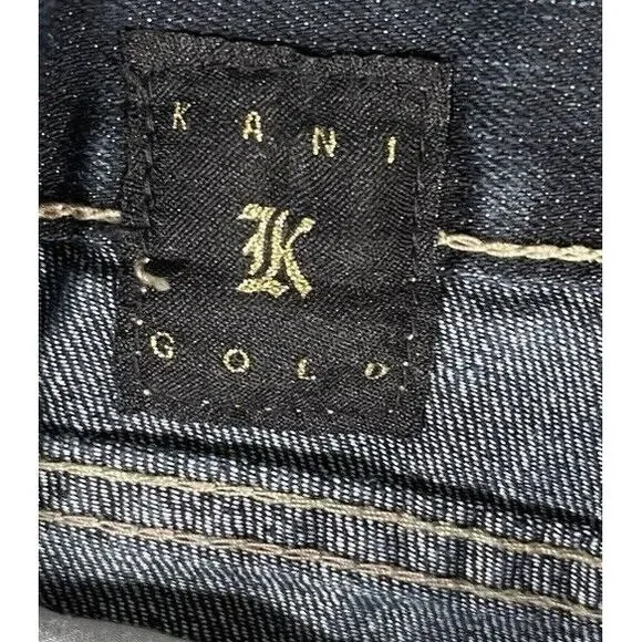 Vintage Y2K Kani Gold Shorts Raw Hem Blue Dark Wash Denim Jean 13" Inseam Sz 46‎ - Picture 7 of 11